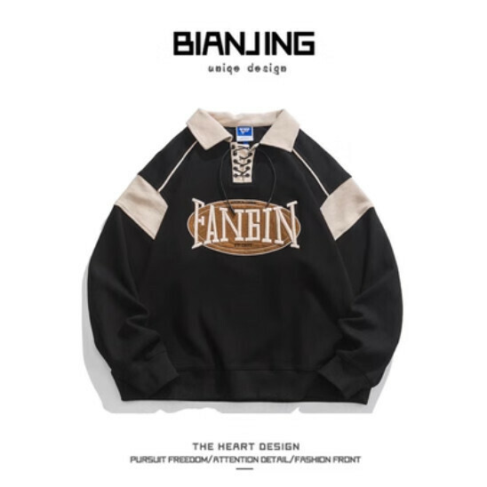 Hot recommended long-sleeved POLO sweatshirt [black] (size: S-3XL) (please contact customer service to confirm the delivery size after placing the order)