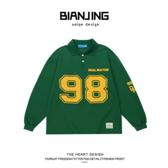 Hot recommended long-sleeved POLO shirt lapel sweatshirt [green] (size: S-3XL) (please contact customer service to confirm the delivery size after placing the order)