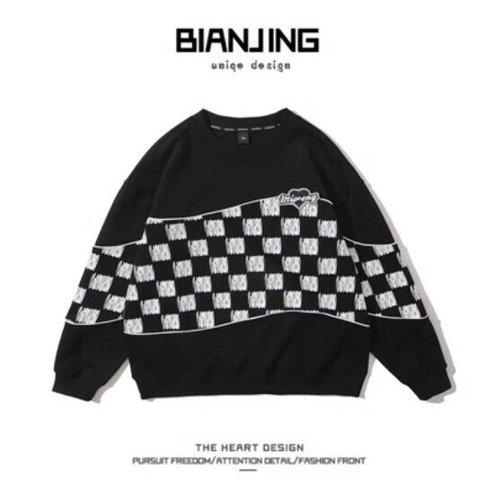 Hot recommended round neck pullover sweatshirt [black] (size: S-3XL) (please contact customer service to confirm the delivery size after placing the order)