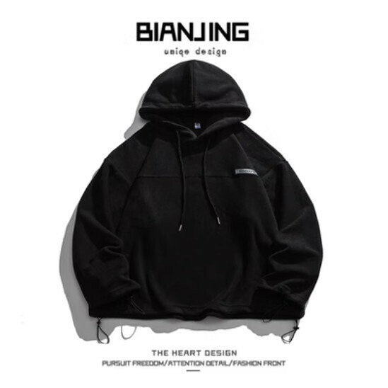 Hotly recommended polar fleece hooded sweatshirt [black] (size: S-3XL) (please contact customer service to confirm the delivery size after placing the order)