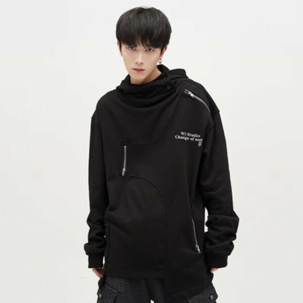 Hotly recommended retro deconstructed handsome street sweater [black M-L size, confirm the delivery size with customer service after placing the order]