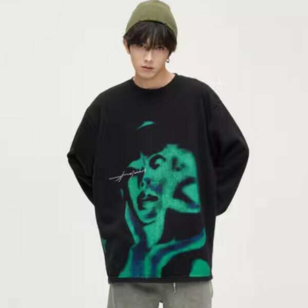 Hot recommended street washed and distressed couple sweatshirt [black size M-2XL, please confirm the delivery size with customer service after placing the order]