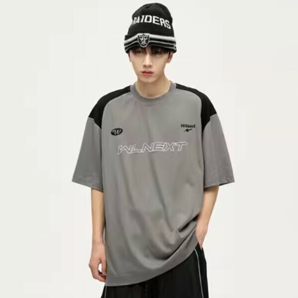 Hot Recommended Retro Spliced ​​Short Sleeve T-shirt [Gray M-2XL, please confirm the delivery size with customer service after placing the order]