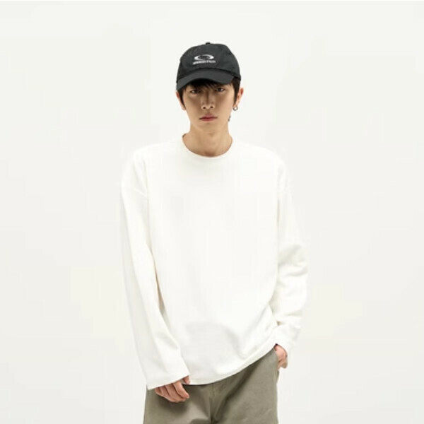 Hotly recommended textured heavyweight round neck long sleeves [white size M-2XL, please confirm the delivery size with customer service after placing the order]