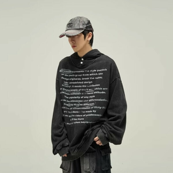 Hotly recommended distressed hooded loose sweatshirt [Black M-XL sizes, please confirm the delivery size with customer service after placing the order]