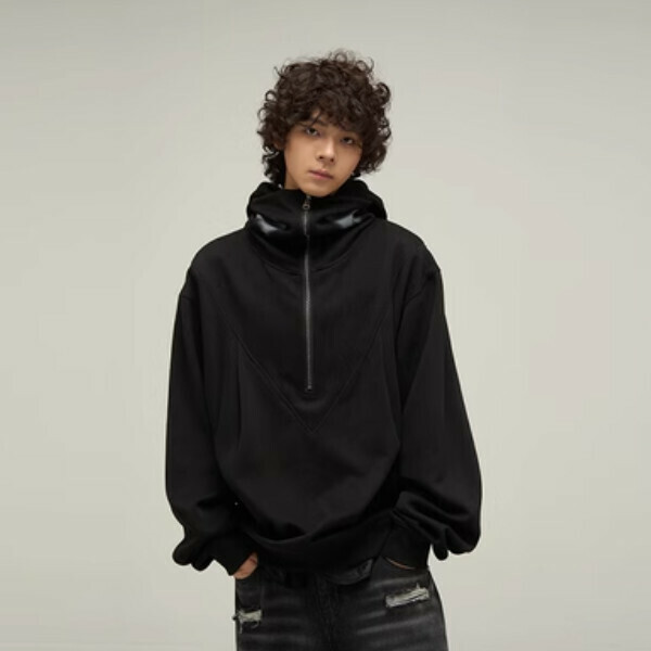 Hotly recommended half-zip hooded sweatshirt [Black M-2XL sizes, please confirm the delivery size with customer service after placing the order]