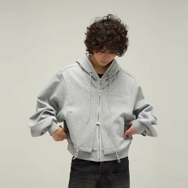 Hot recommended short cool zipper sweatshirt jacket [gray size M-2XL, please confirm the delivery size with customer service after placing the order]