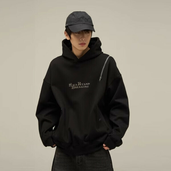 Hot push zipper hooded sweatshirt [black velvet M-2XL size, confirm the delivery size with customer service after placing the order]