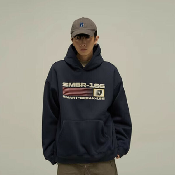 Hot Recommended Retro Foam Hooded Sweatshirt [Navy Blue M-2XL, please confirm the delivery size with customer service after placing the order]