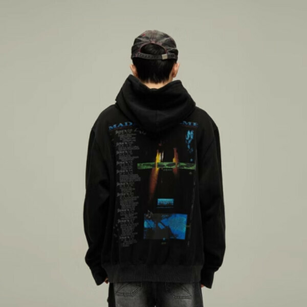 Hotly recommended retro high street handsome street sweater [black M-2XL size, confirm the delivery size with customer service after placing the order]