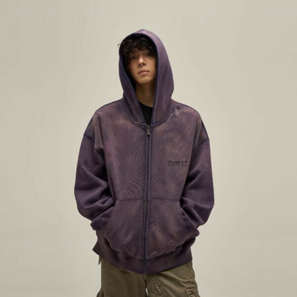 Hotly recommended distressed wasteland style sweatshirt jacket [Purple M-2XL sizes, please confirm the delivery size with customer service after placing the order]