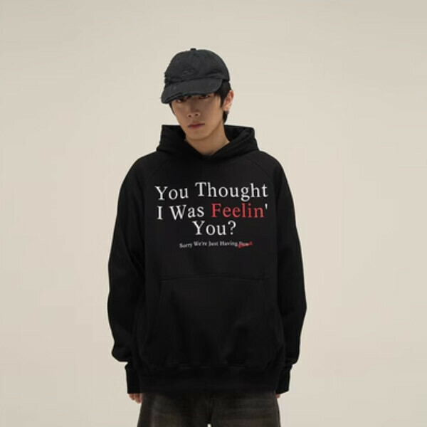 Popular slogan street hooded sweatshirt [Black size M-2XL, please confirm the delivery size with customer service after placing the order]