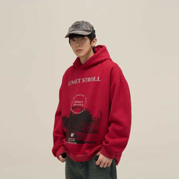 Hotly recommended niche letter printed velvet hooded sweatshirt [Red S-XL sizes, please confirm the delivery size with customer service after placing the order]
