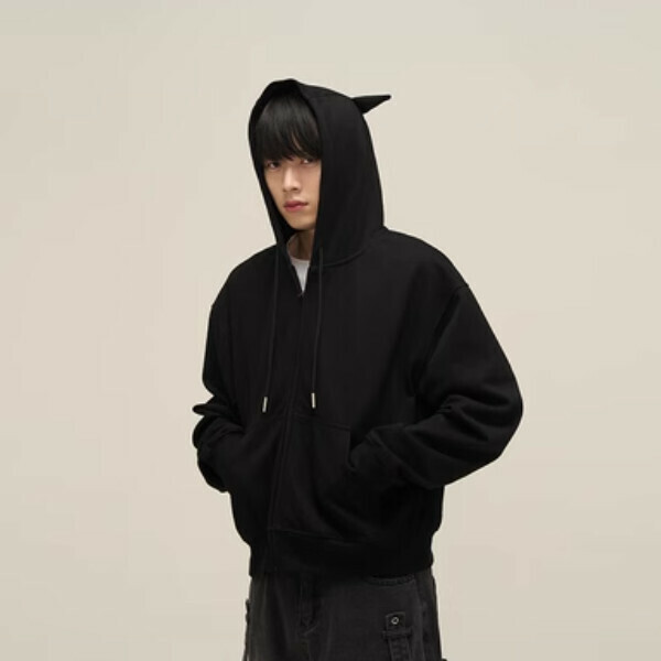 Hotly recommended Little Devil hooded sweatshirt jacket [Black S-XL sizes, please confirm the delivery size with customer service after placing the order]