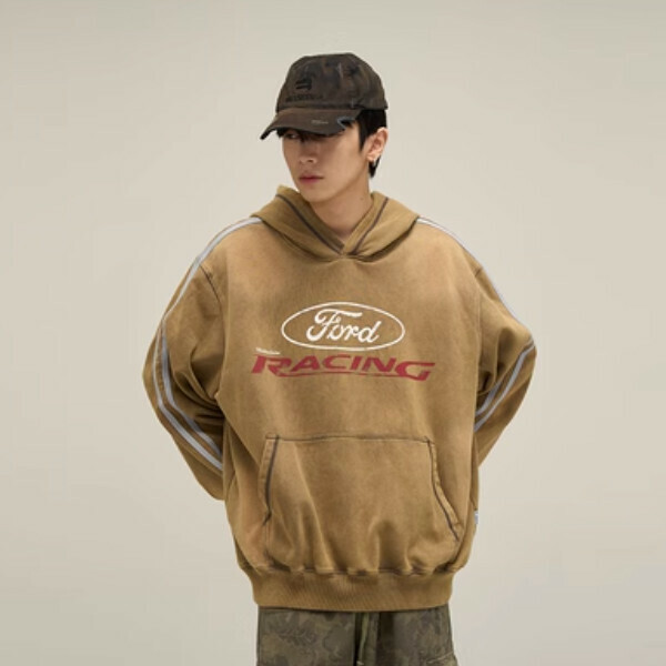 Hot Recommended Distressed Washed Hooded Sweatshirt [Khaki M-2XL, please confirm the delivery size with customer service after placing the order]