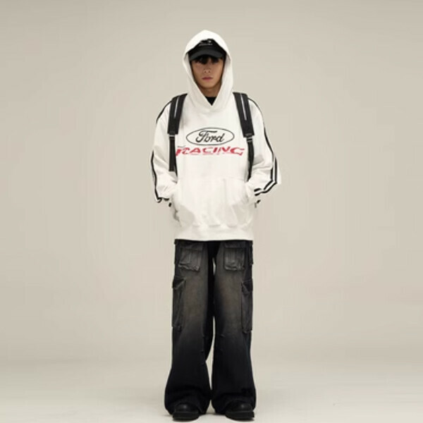 Hot Recommended Distressed Washed Hooded Sweatshirt [White M-2XL, please confirm the delivery size with customer service after placing the order]