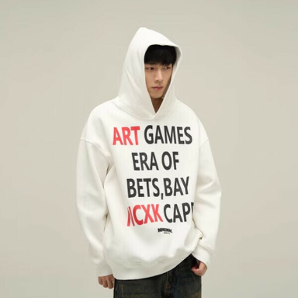 Hotly recommended trendy brand hooded sweatshirt with slogan printing [White S-XL sizes, please confirm the delivery size with customer service after placing the order]