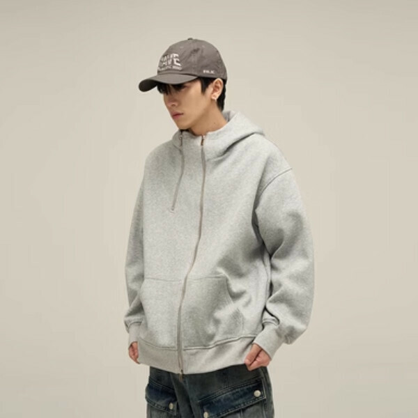 Hot style double zipper cardigan and hooded sweatshirt [Floral gray size M-2XL, please confirm the delivery size with customer service after placing the order]