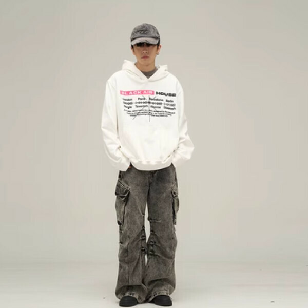 Hot Recommended Distressed Hooded Sweatshirt [White M-2XL, please confirm the delivery size with customer service after placing the order]