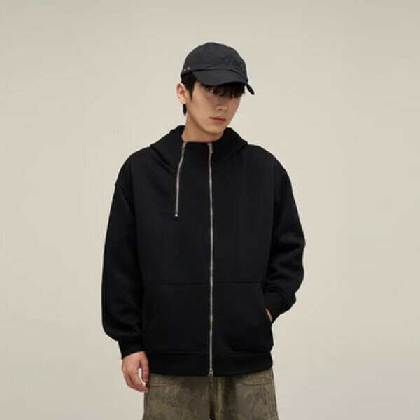 Hot style double zipper cardigan hooded sweatshirt [Black M-2XL sizes, please confirm the delivery size with customer service after placing the order]