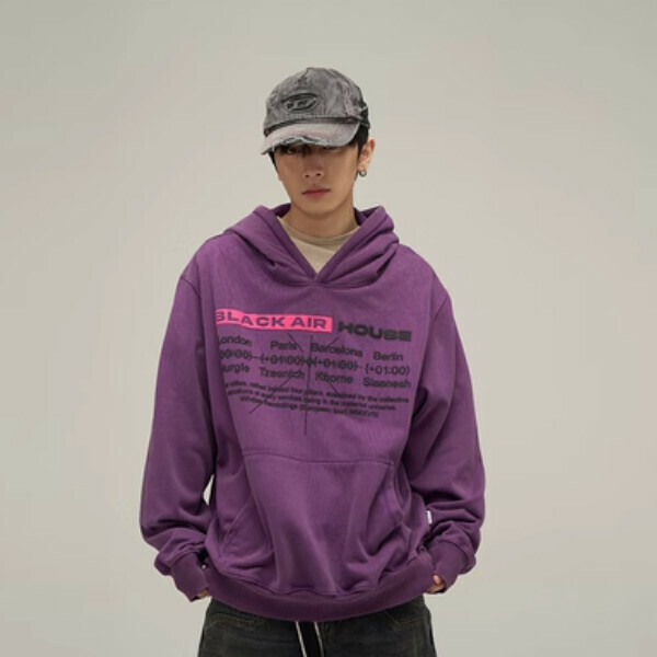 Hot Recommended Distressed Hooded Sweatshirt [Purple M-2XL Sizes, confirm the shipping size with customer service after placing the order]