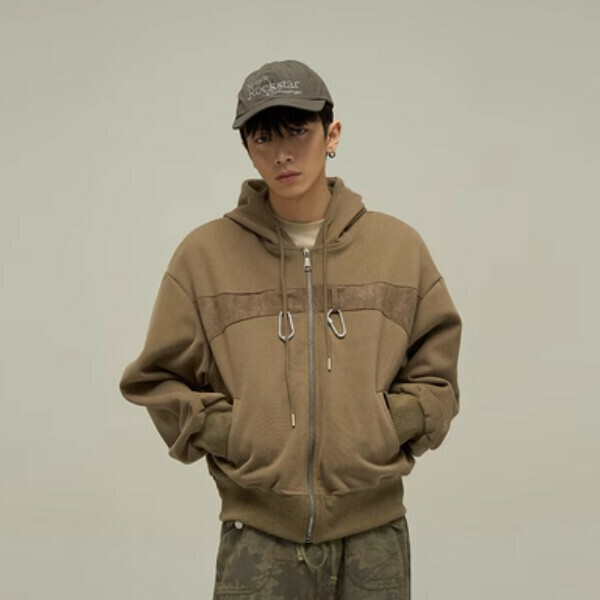 Popular niche zipper sweatshirt [brown M-XL sizes, please confirm the delivery size with customer service after placing the order]