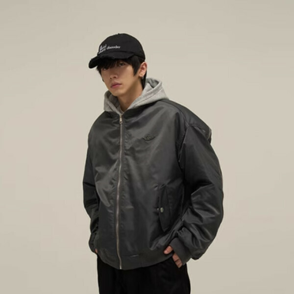 Popular retro hooded cotton jacket [Gray quilted M-XL sizes, please confirm the delivery size with customer service after placing the order]