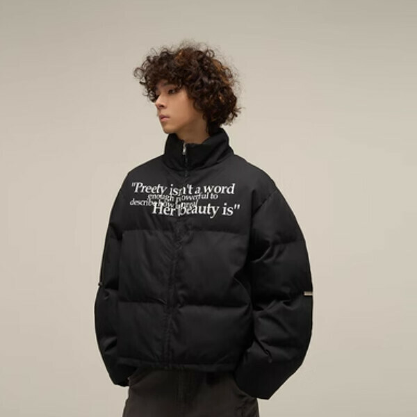 Popular letter print design cotton jacket [Black S-XL sizes, please confirm the delivery size with customer service after placing the order]