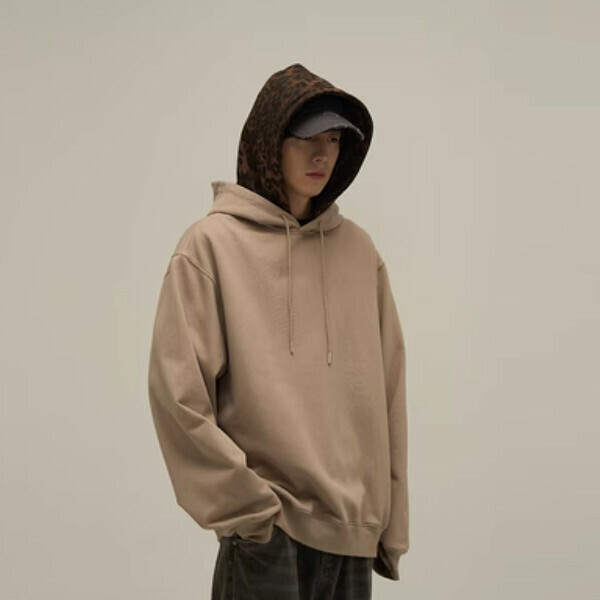 Popular double-hood leopard print hooded sweatshirt [Coffee color M-XL, please confirm the delivery size with customer service after placing the order]