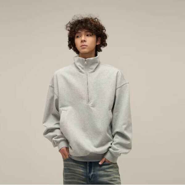 Popular half-zip handsome couple sweatshirt [Gray S-XL sizes, please confirm the delivery size with customer service after placing the order]