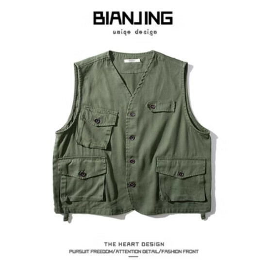 Popular work vest jacket [green] (size: S-3XL) (please contact customer service to confirm the delivery size after placing the order)