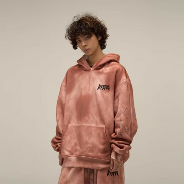 Popular loose and distressed rock and roll trendy suit [pink sweatshirt in M-L sizes, please confirm the delivery size with customer service after placing the order]