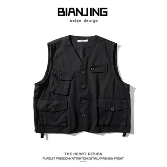 Hot style work vest jacket [black] (size: S-3XL) (please contact customer service to confirm the delivery size after placing the order)