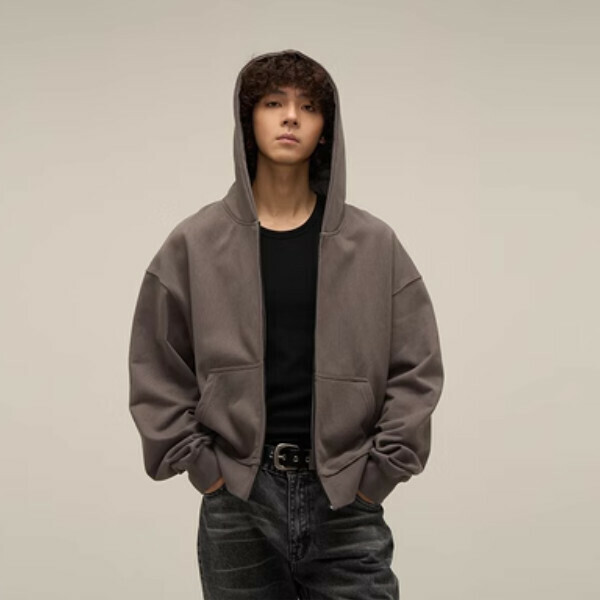 Hot-selling Maillar zippered boxy hooded sweatshirt [Paris Gray sizes S-XL, please confirm the delivery size with customer service after placing the order]
