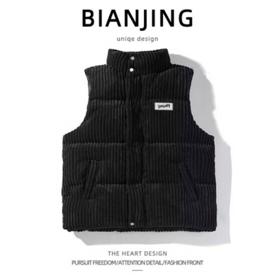 Popular thickened cotton vest jacket [black] (size: S-3XL) (please contact customer service to confirm the delivery size after placing the order)