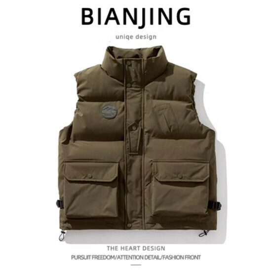 Hot style thickened stand collar cotton vest jacket [green] (size: S-3XL) (please contact customer service to confirm the delivery size after placing the order)