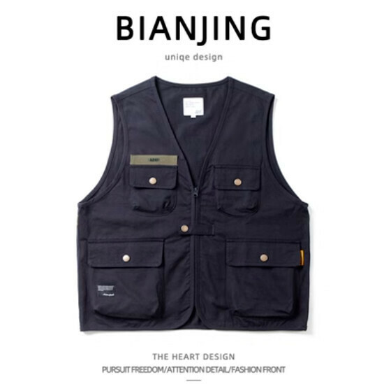 Popular zipper work vest jacket [black] (size: S-3XL) (please contact customer service to confirm the delivery size after placing the order)