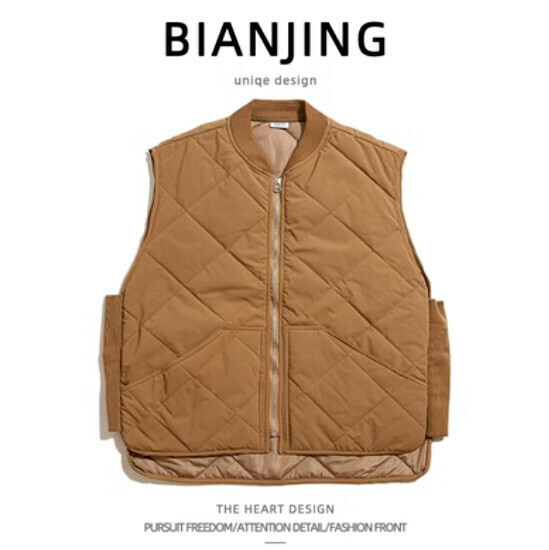 Popular thickened cotton vest jacket [brown] (size: S-3XL) (please contact customer service to confirm the delivery size after placing the order)