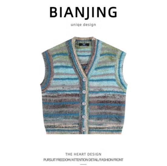 Popular knitted sweater vest [blue] (size: S-2XL) (please contact customer service to confirm the delivery size after placing the order)