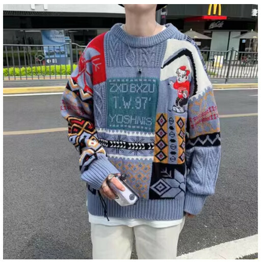 Popular sweater jacket [blue] (size: S-3XL) (please contact customer service to confirm the delivery size after placing the order)
