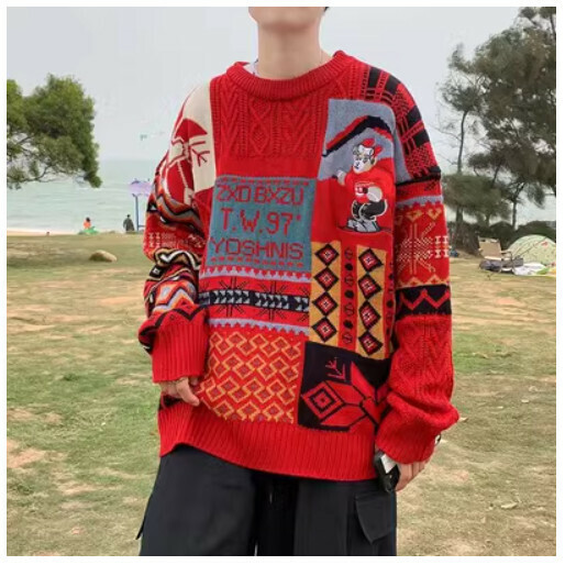 Popular sweater jacket [red] (size: S-3XL) (please contact customer service to confirm the delivery size after placing the order)