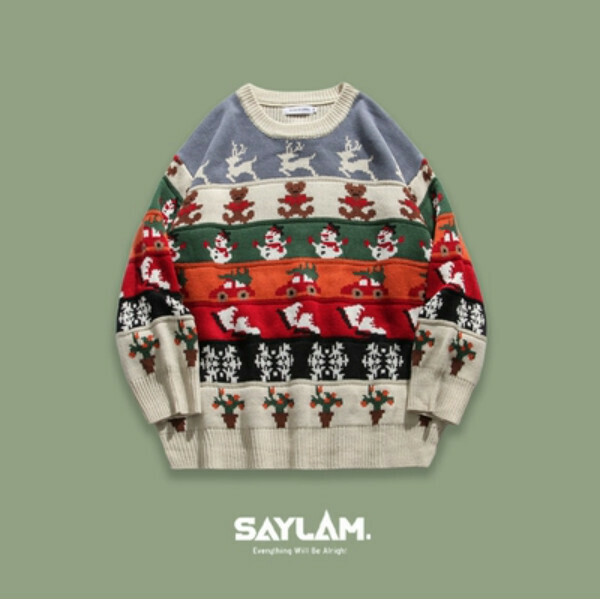 Popular SAYLAM American street retro color [Christmas sleigh] apricot color Please contact customer service to confirm the size after placing the order