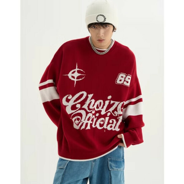 Popular niche chic lazy style autumn and winter sweater [Red M-XL sizes, please confirm the delivery size with customer service after placing the order]
