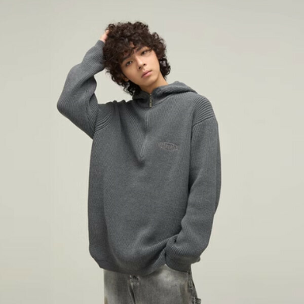 Popular half-zip hooded sweater [Gray M-XL sizes, please confirm the delivery size with customer service after placing the order]