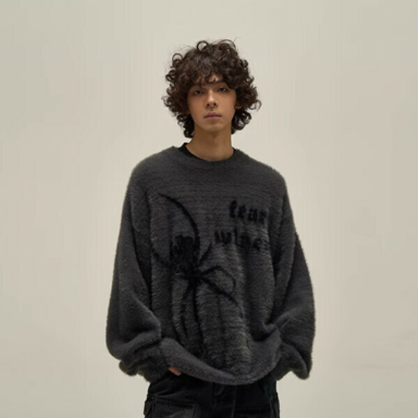 Popular spider winter mink sweater [Dark gray S-XL sizes, please confirm the delivery size with customer service after placing the order]