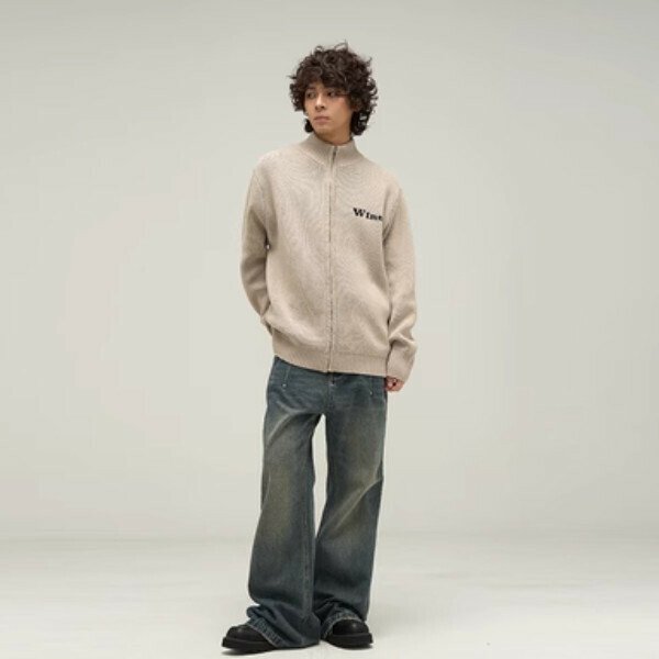 Popular thickened half turtleneck cardigan sweater jacket [Apricot M-XL sizes, please confirm the delivery size with customer service after placing the order]