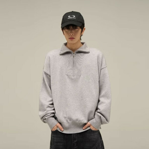 Popular retro half-zip sweater [Gray M-XL sizes, please confirm the delivery size with customer service after placing the order]