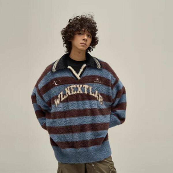 Popular retro college style couple sweater [Blue M-XL sizes, please confirm the delivery size with customer service after placing the order]