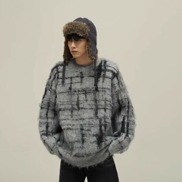 Popular thickened mohair crew neck sweater [Gray M-XL sizes, please confirm the delivery size with customer service after placing the order]