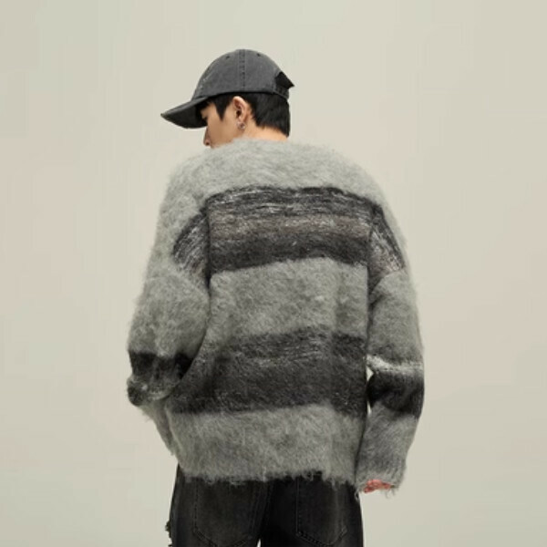 Popular mohair crew neck sweater [Gray M-XL sizes, please confirm the delivery size with customer service after placing the order]
